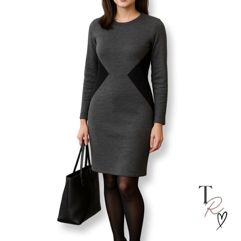 Vintage Kathryn Conover Wool Blend Colorblock Career Sweater Dress  Medium